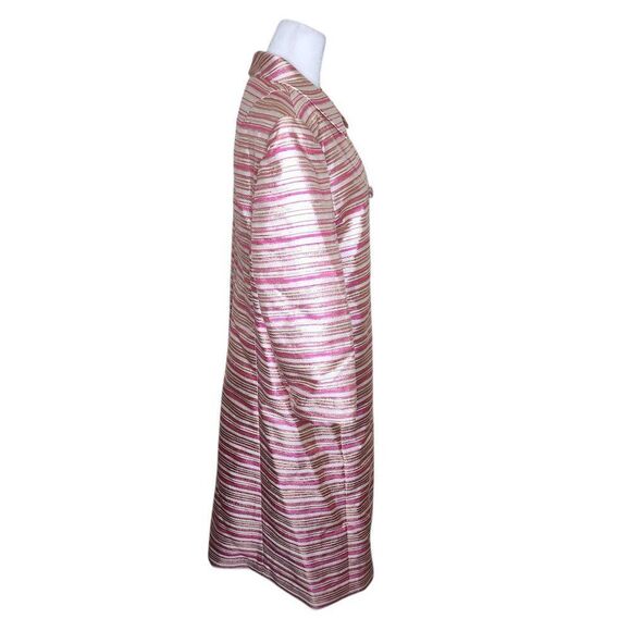Vintage 60s Mod Coat Womens Size L Pink Gold Metallic Stripe - Picture 4 of 7